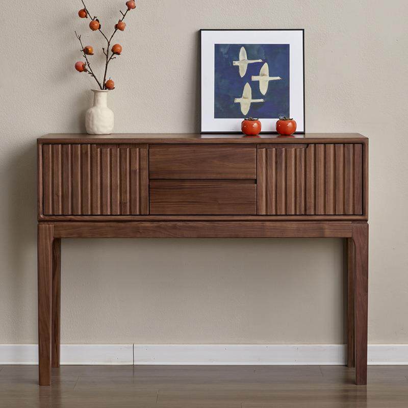 黑胡桃木门厅玄关架新中式家用实木供品桌小户型樱桃木正对门案台