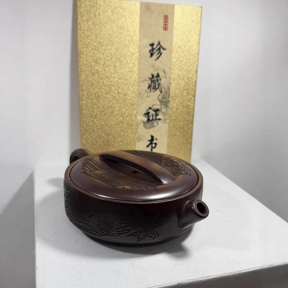 紫砂壶汉瓦原矿紫砂老泥料正宗宜兴纯手工壶办公泡茶茶壶直销