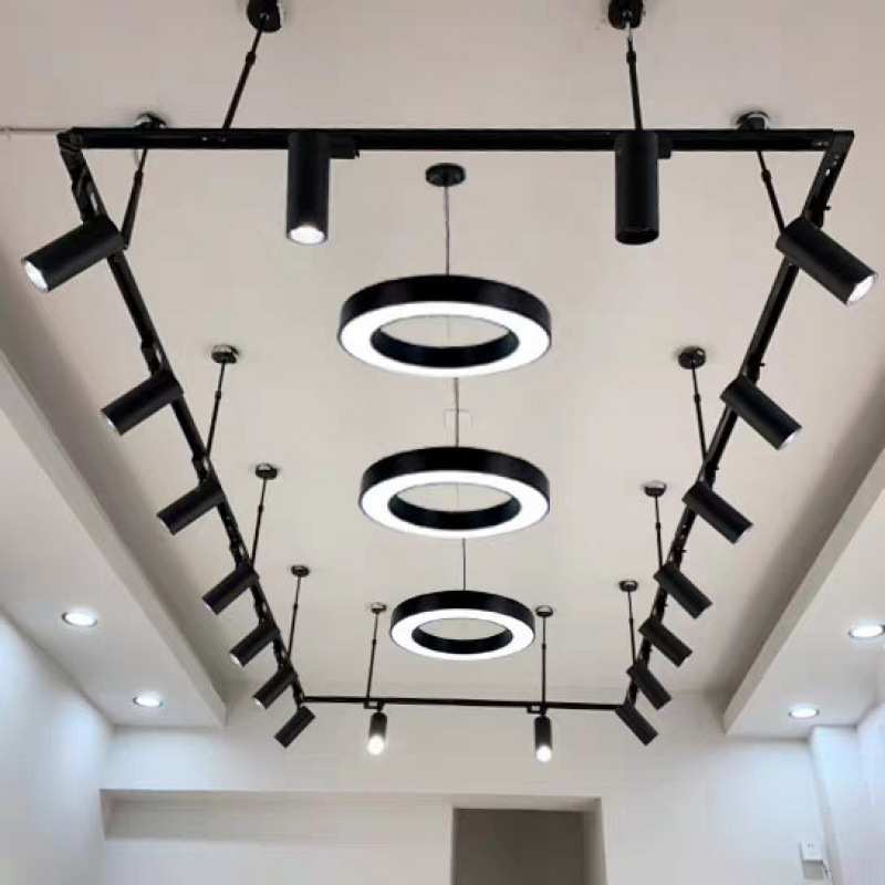 led射灯服装店商场客厅餐厅简约吊杆轨道聚光灯全套个性伸缩吊灯
