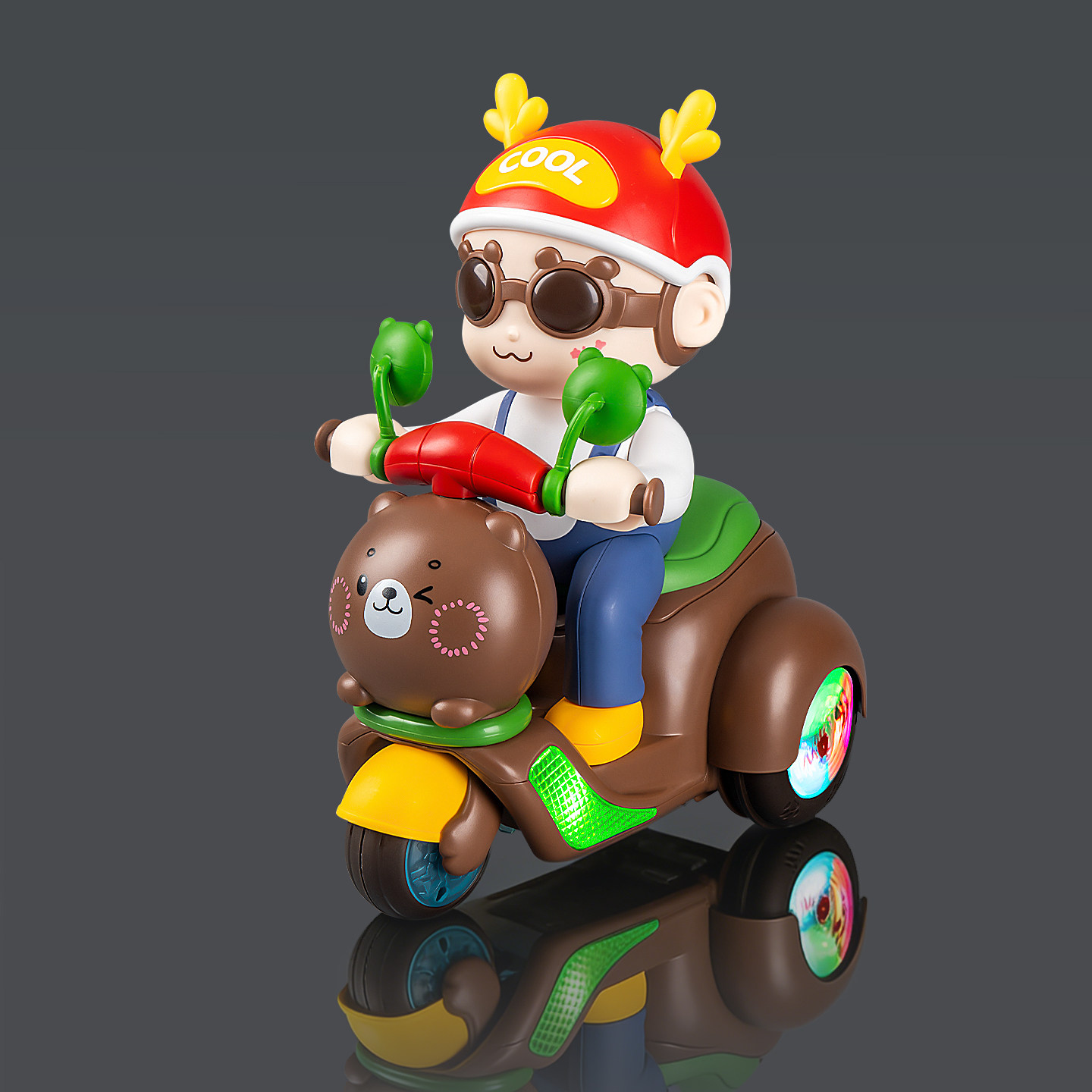 旋转动感摩托车跳舞儿童电动音乐灯光特技三轮汽车玩具男孩女宝宝