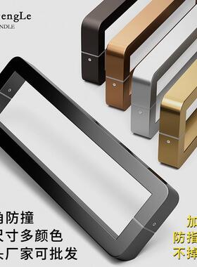 新款方管圆角玻璃门拉手黑色不锈钢把手木门对装黑钛金玫瑰金个性
