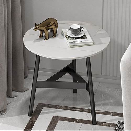 圆形简约岩板沙发阳台茶几迷你角几边柜边几轻奢小圆桌家具客厅