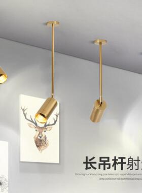 长杆吊灯店铺商用服装店美甲店吊灯单头金色吊杆吊灯led轨道吊灯