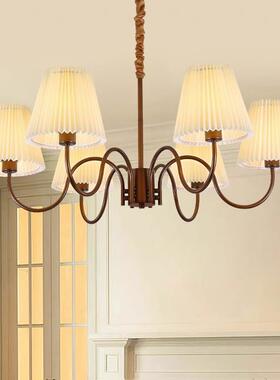 美式乡村客厅吊灯复古田园卧室餐厅书房创意个性布艺实木灯具led