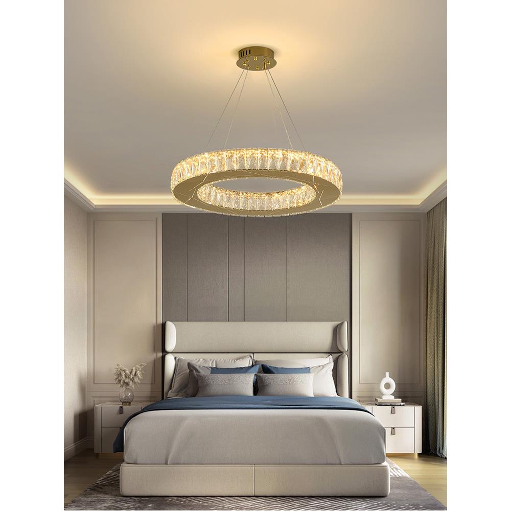 新款简约轻奢水晶吊灯卧室主卧书房儿童房客厅现代高档LED灯饰