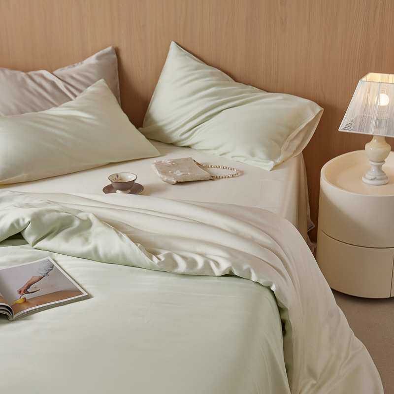 真的很夏天~轻奢a类60支兰精天丝四件套双拼纯色凉感裸睡丝滑套件