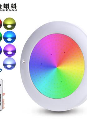 新款RGB套管式泳池灯PC水下灯防水DC通用无线全灌胶IP68