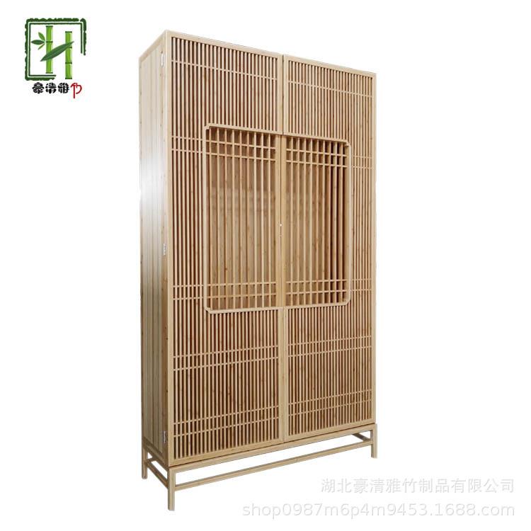 立豪竹制品厂全楠竹衣柜竹制书柜竹制茶柜茶空间竹家具竹木高柜