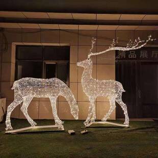 工艺品不锈钢小鹿动物摆件户外水池水景园林摆设不锈钢编制雕塑