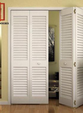 出口百叶业白色折叠门vent衣柜door帽间页复合烤漆双向对折实木门