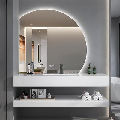 双层岩板一体台盆浴室柜组合洗手台现代简约洗手洗漱台无缝陶瓷盆