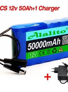新型便携式超12V50000mAh可充电锂离子电池容量DC12.6V30ah闭