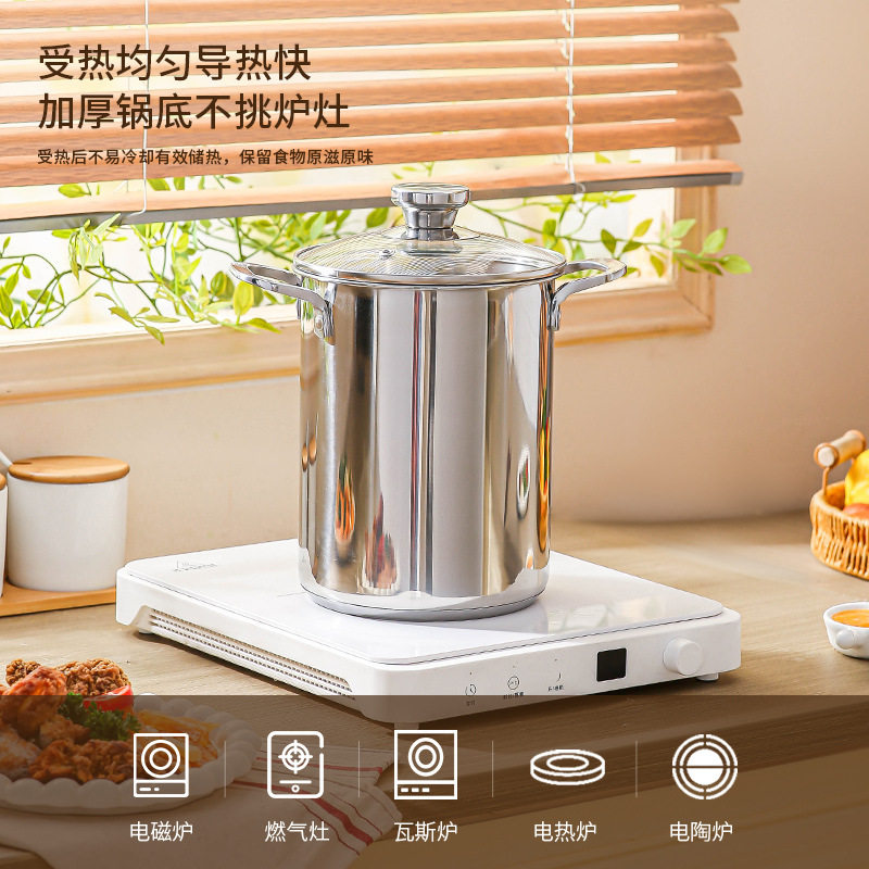 跨境不锈钢304油炸锅储油壶薯条天妇罗炸串省油多功能炸锅家用锅