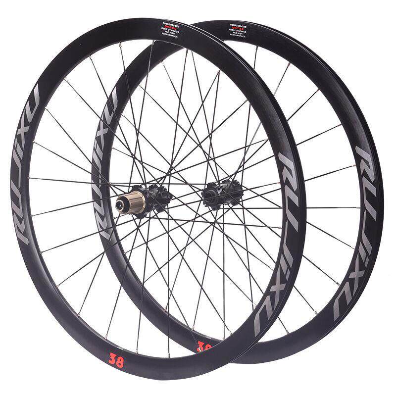 700cRUJIXU120响框高38纯公路碟刹轮组碳纤维管花鼓六孔中心锁