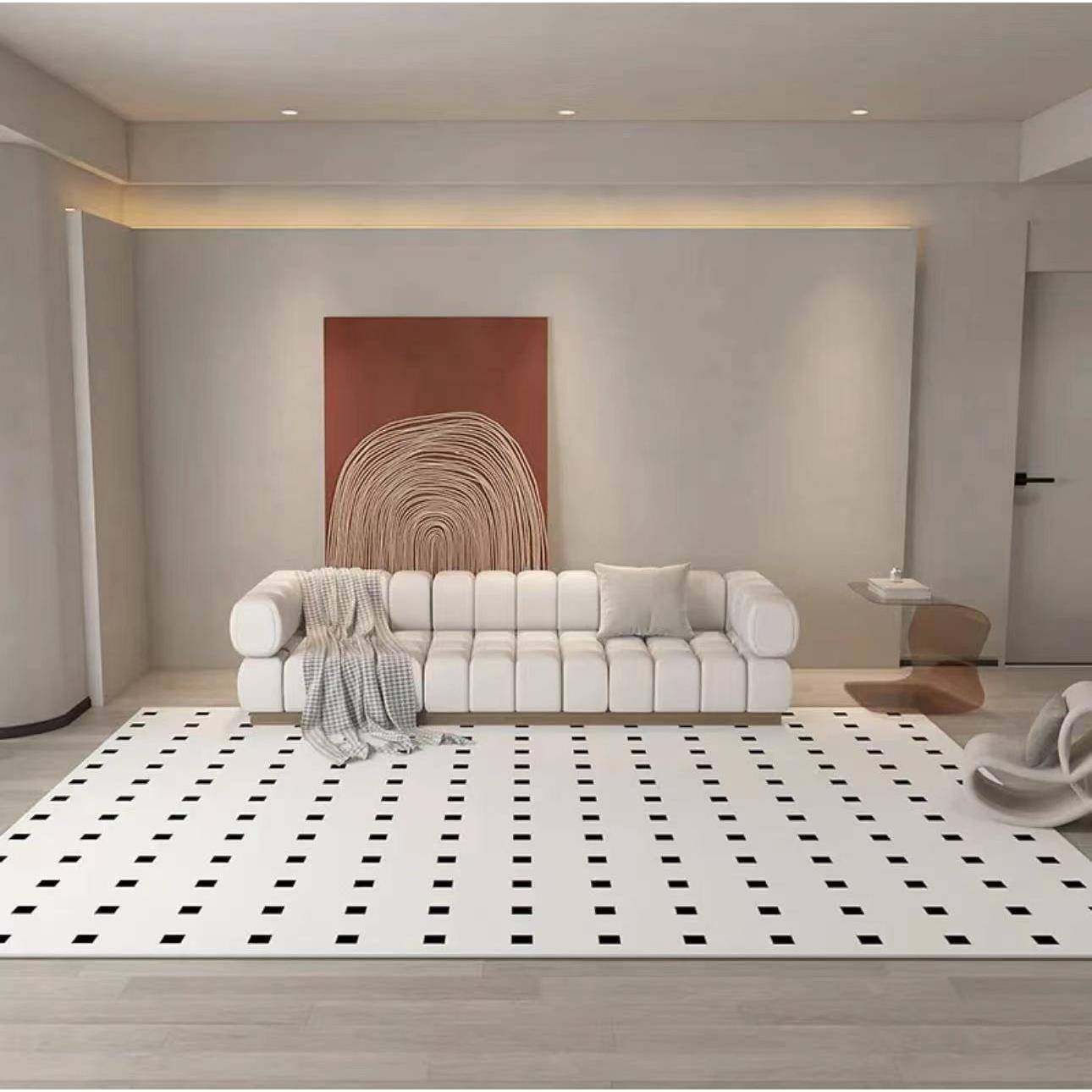 黑石公寓黑白现代简约轻奢风格客厅茶几毯卧室超柔丙纶床边地毯垫,农用物资,其他肥料,淘宝优惠券,粉丝福利购,淘宝优惠卷