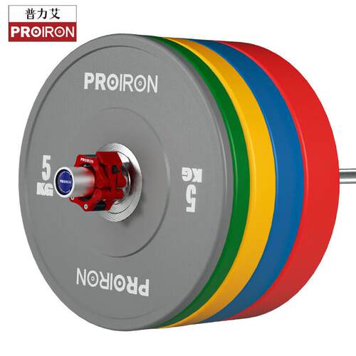 PROIRON普力艾杠铃片套装全胶彩色橡胶片举重杠铃片150KG全套5对