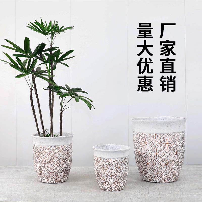 镁泥花盆复古艺术客厅商场室内外落地北欧特大型号绿植盆栽水泥盆