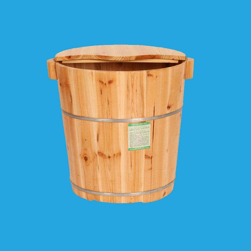 泡脚洗脚两用木桶带盖加厚型泡脚木桶去脚气除臭浴桶40cm高