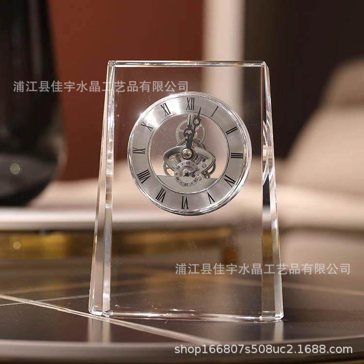 水晶摆件创意办公室复古欧式时尚水晶钟表居家工艺装饰品