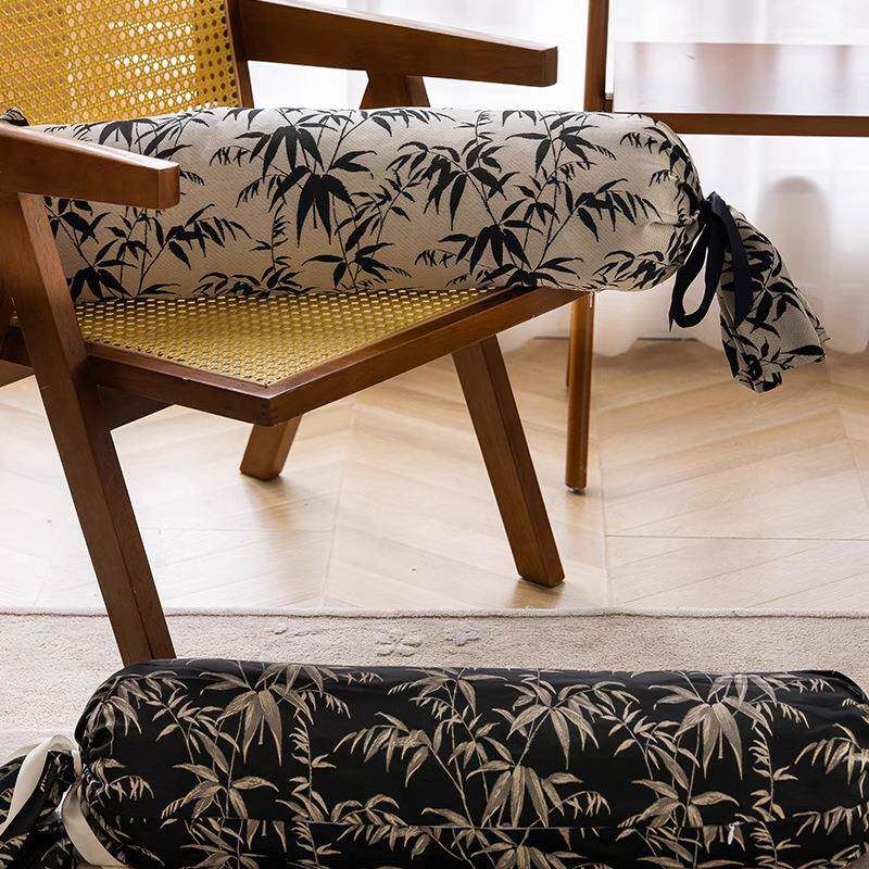 新中式圆柱形抱枕客厅沙发中国风靠垫室内装饰摆件高级感靠枕竹影