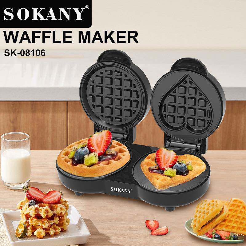 出口SOKANY08106双盘华夫机多功能圆形心形迷你三明治机面包机