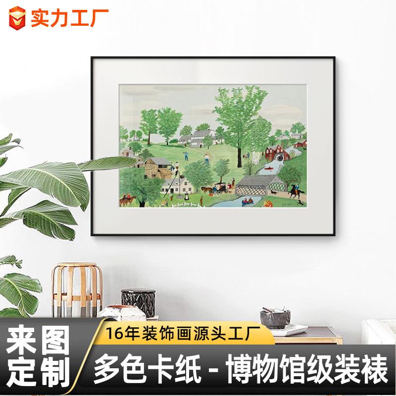摩西奶奶卧室装饰画美式小清新风景田园农场艺术餐厅挂画卡纸壁画