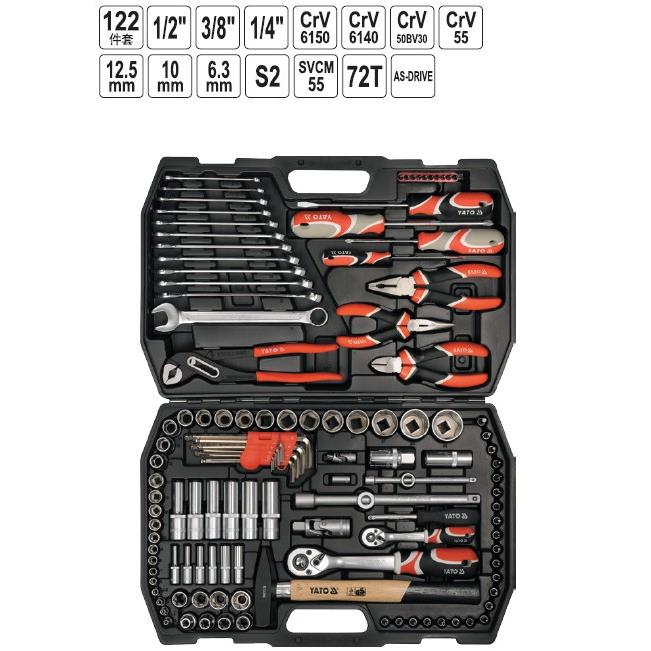 易尔拓工具YT-3890122件机工工具组套机修维修工具箱套装