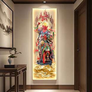 都天纠察大灵官画像装饰挂画护法镇山王灵官神像道家供奉带灯壁画