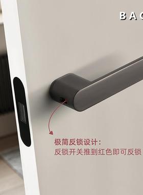 B门AG卧室房门把手音灰黑色锁意式极简生态B木门锁磁生态锁K1静吸