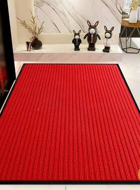 双条纹商铺大门口地毯进门红酒色脚ǒ垫无字YLF店迎宾门垫防滑吸
