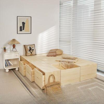 实箱木榻榻米木箱储物长方形可坐收纳箱拼加宽拼接床床飘咨询客服