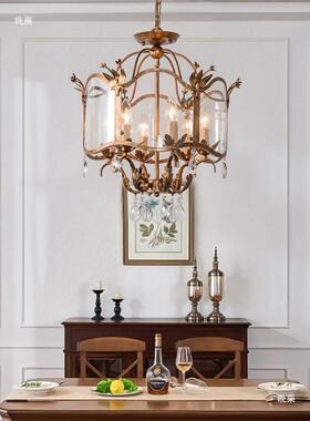 美式复古璃餐RYL厅吊玻岛台玄关铁艺烛主灯卧室书房店铺法式蜡水