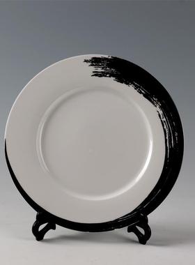 陶瓷式摆CCC盘装饰盘子件墨挂盘新中家居书房软装盘摆摆台工艺品