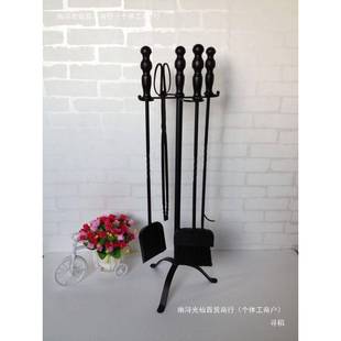 欧美156火炉炉具铲子炉火钩火壁钳刷子铁艺烤用具四工件套