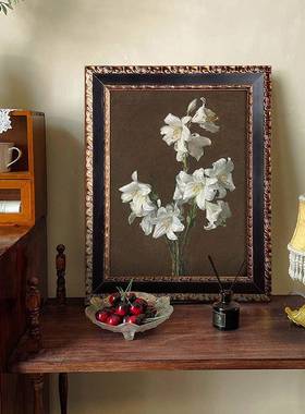 欧式玄关装画客厅厅沙发背景挂画走廊过道EVC壁画餐复古风花卉油