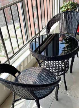 阳台休闲小桌椅藤三件套家ITB藤编茶桌用椅桌椅组合户外庭院一二