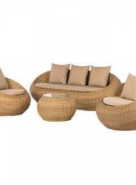 户外沙发庭内院藤椅三件套室阳发台沙桌组合别墅仿藤编YCI椅家具