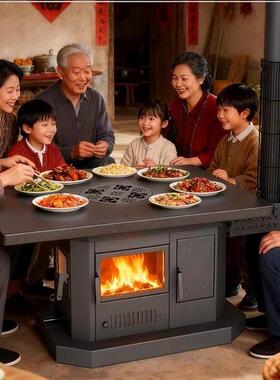 2025年款火炉冬季取暖烧木柴炭家用烟新新型无三面观火FSS柴壁炉