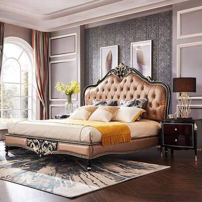 黑檀双欧式床皮质人床.5米1.8米1婚床简公主床SGF-7985家约具