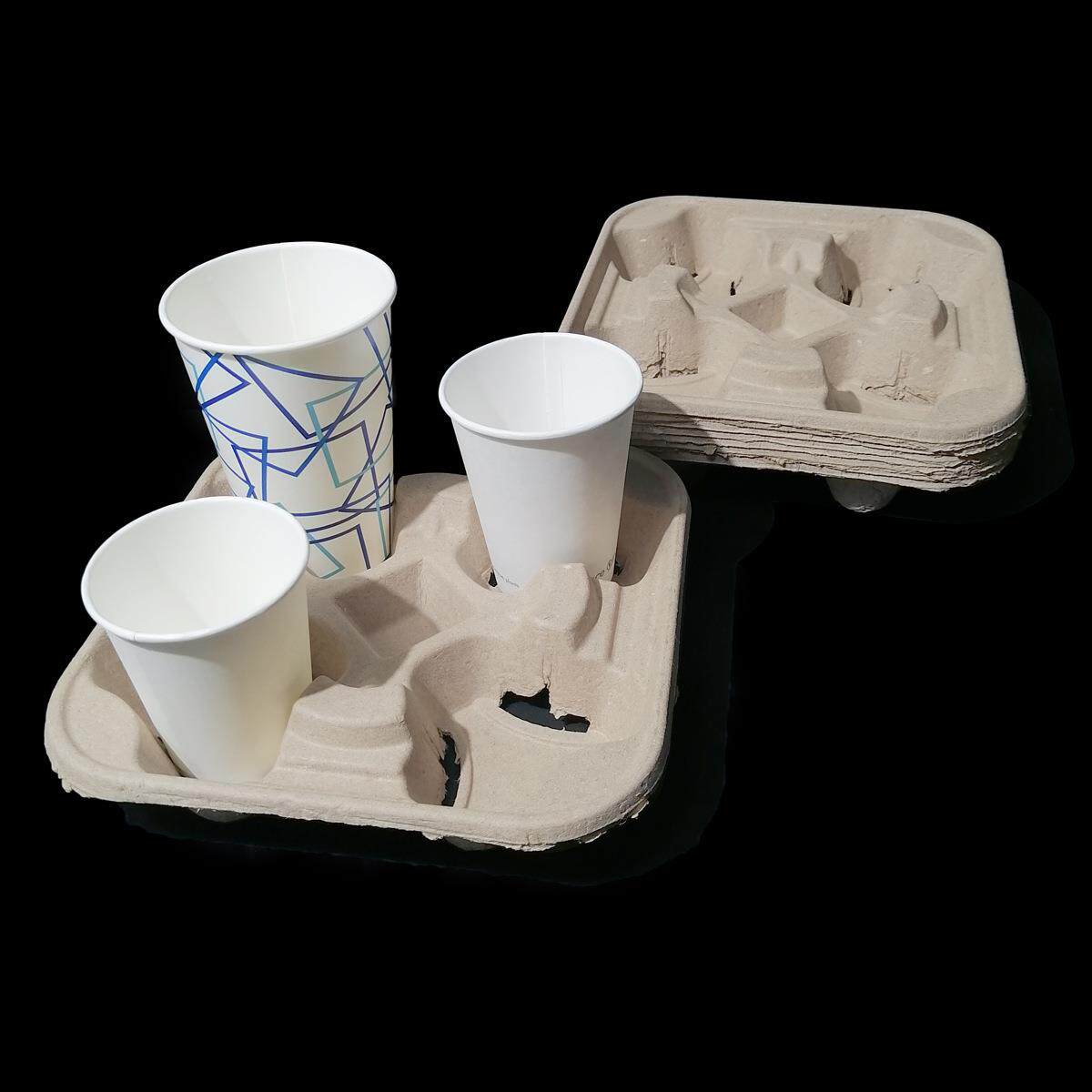 一次纸性咖包啡纸可浆杯托四托奶茶饮料外卖打环VID保降解杯架塑