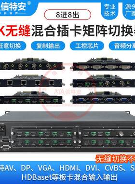 HDMI音视频无缝矩阵切换器4/8进8出拼接屏VGA/SDI/AV/DVI插卡混合