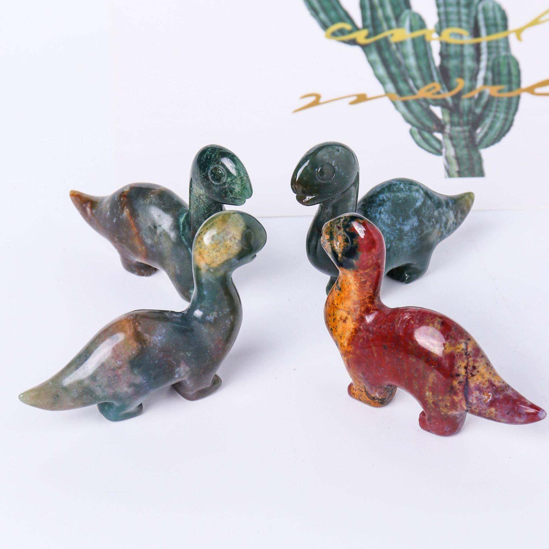 天然水晶海洋碧玉恐龙手工雕刻宝石动物手把件桌面装饰摆件