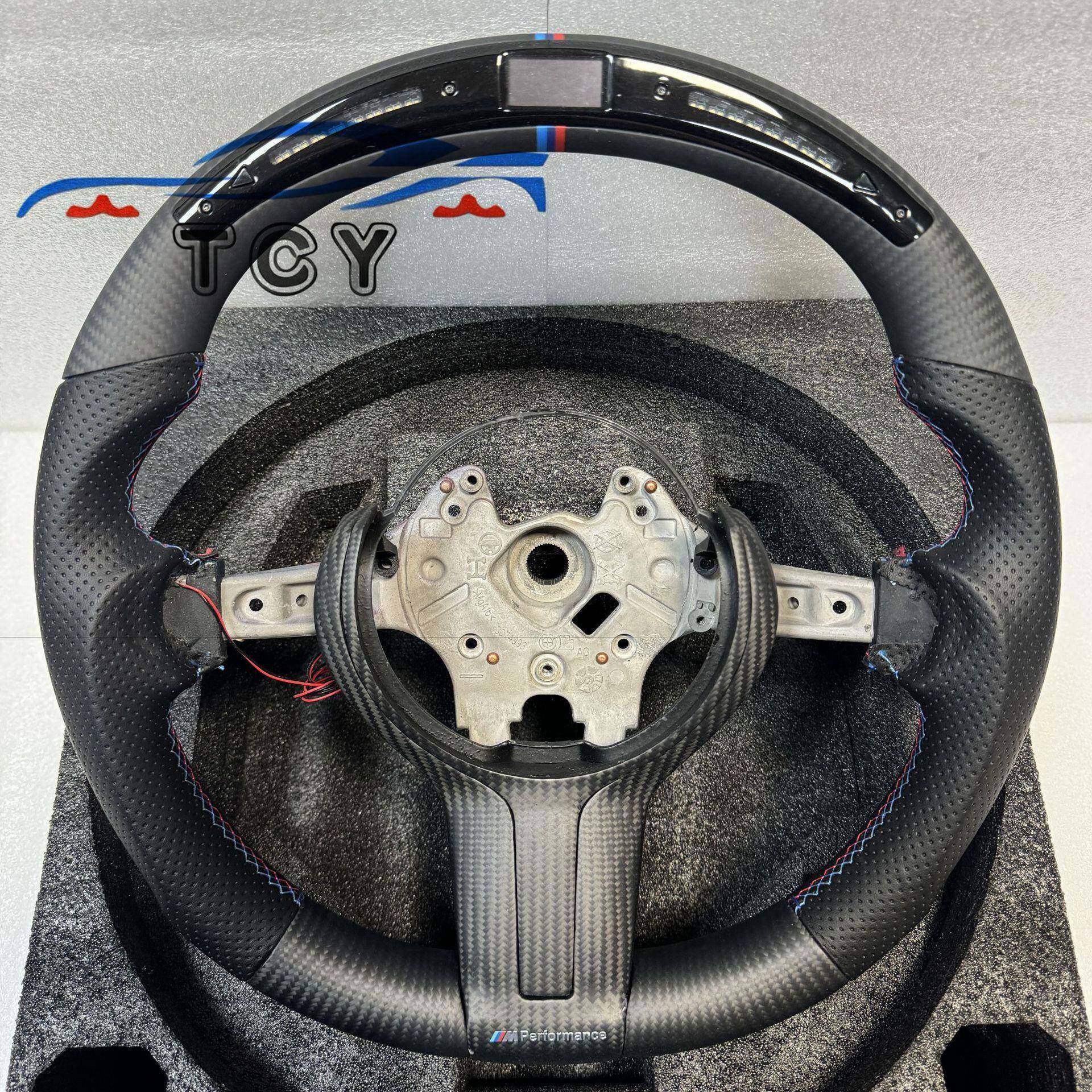 适用于BMW宝马M系列F15F30F22F20F82F87LED哑光碳纤维方向盘