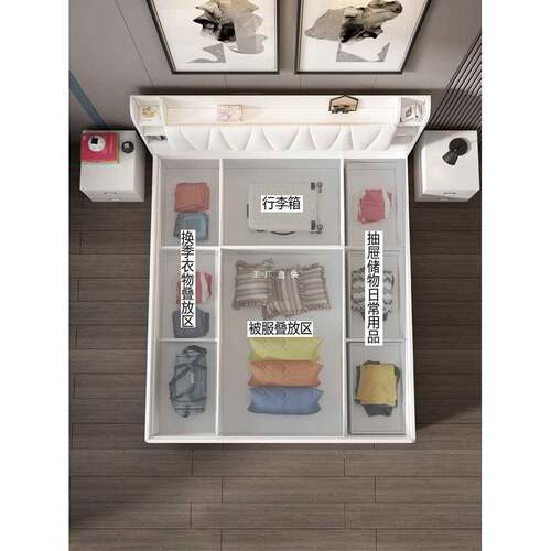 主卧气动高箱储物床1.5m1.35经济小户型抽屉收纳板式双人床1