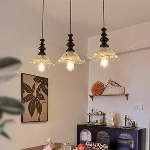 法式中古卧室床头吊灯复古日式诧寂风美式主卧房间垂线长吊线小灯