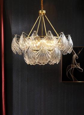 华的全铜后现代轻奢客厅吊灯简约大气水晶餐厅贝壳灯高档卧室灯具