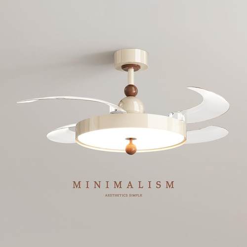 2025年新款奶油风卧室房间隐形风扇灯简约现代吸顶灯餐厅风扇灯
