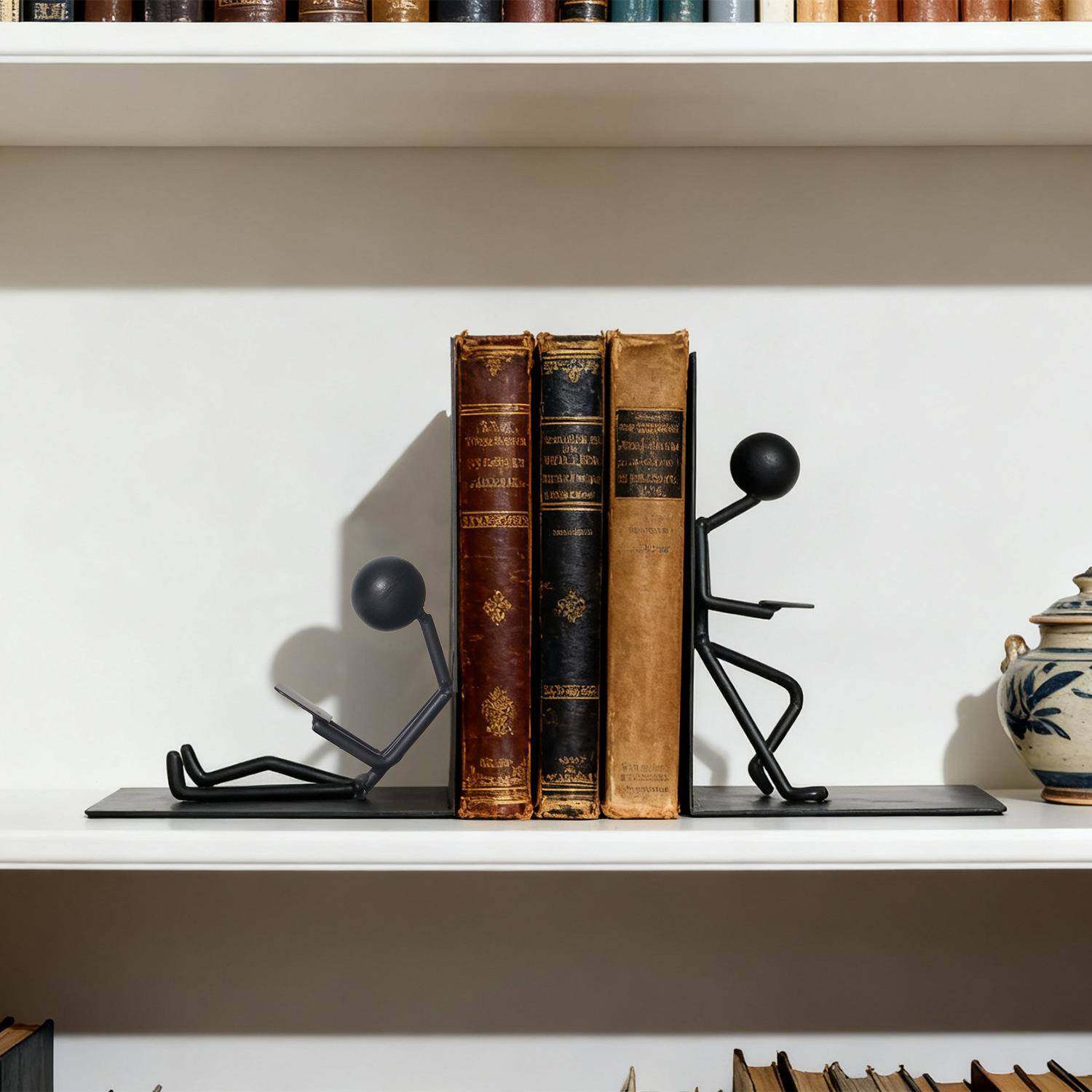 装饰书立金属黑色重型书架现代几何设计书架装饰家庭图书馆办公室