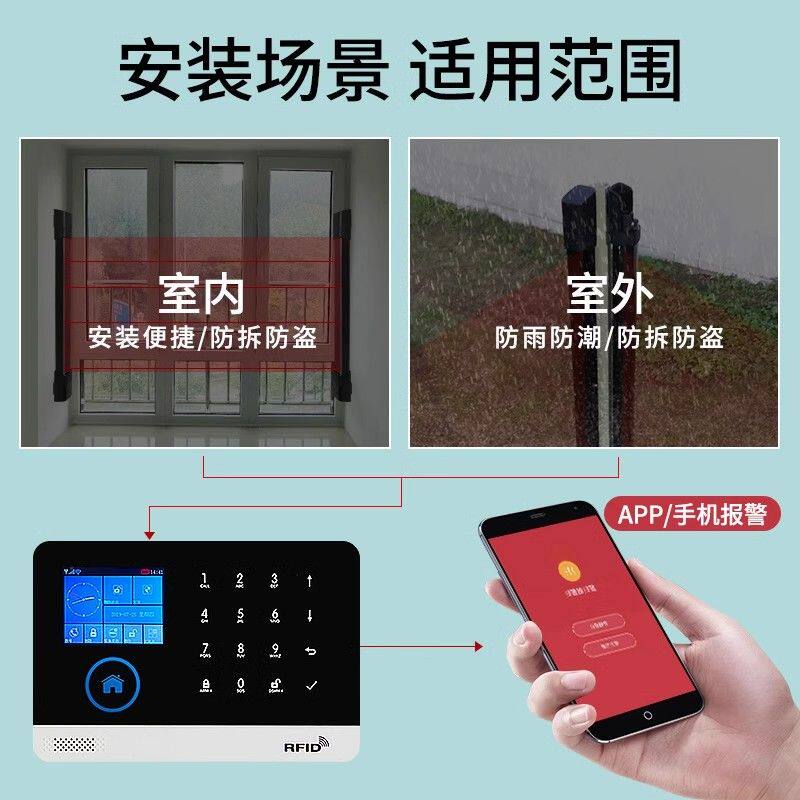 无线红外光栅报警器户外家用店铺窗户防盗报警器红外线对射探测器