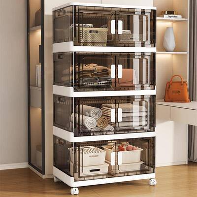 505001白茶-70宽家用厨房收纳柜置架箱塑整理零食物收纳卧料室收